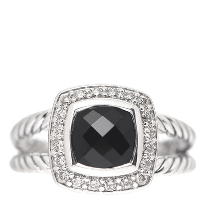 David Yurman Sterling Silver Diamond Black Onyx 7mm Petite Albion Ring 49 5 1 of 5