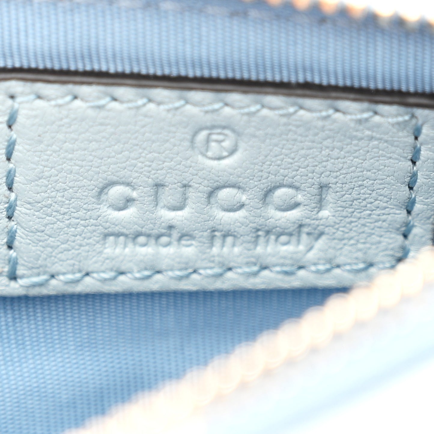 Lambskin Matelasse GG Marmont Zip Key Pouch Light Blue