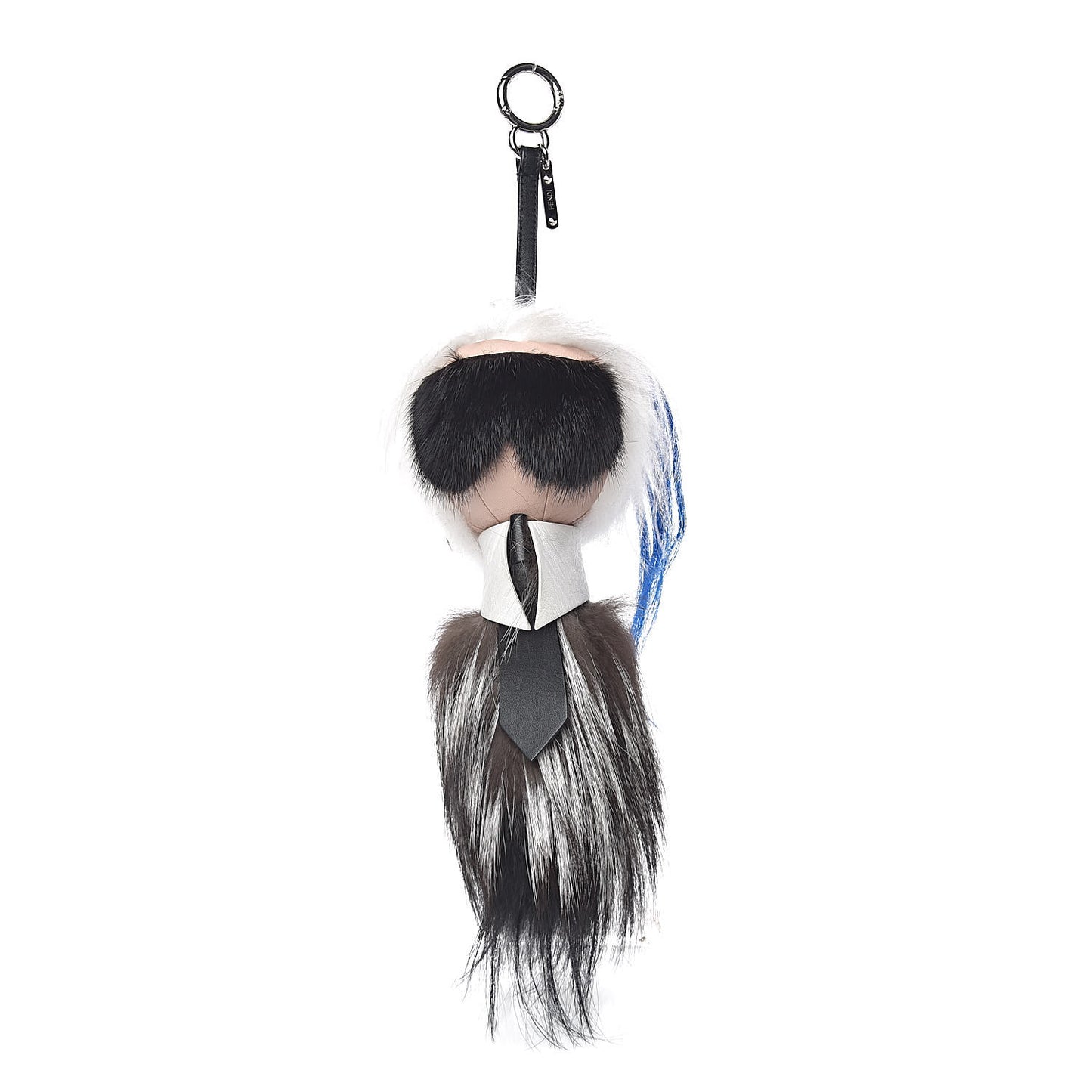 Mink Fox Goat Fur Karlito Bag Charm Blue