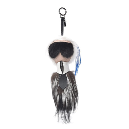 Fendi Mink Fox Goat Fur Karlito Bag Charm Blue 1 of 3