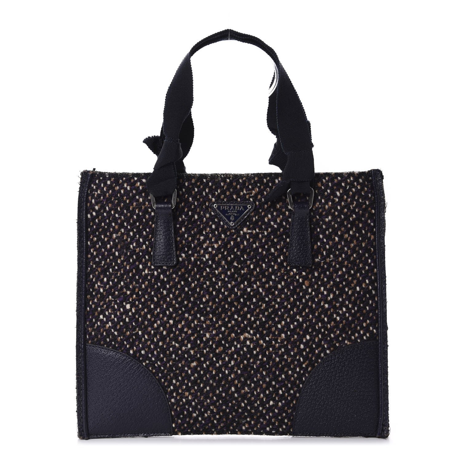Prada Stuoia Tweed Cinghiale Grosgrain Tote 1 of 11