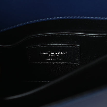 Saint Laurent Calfskin Mini Classic Monogram Cassandra Top Handle Bag Blue 6 of 10