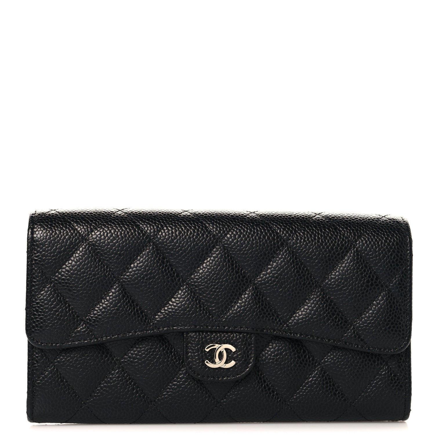 Chanel Caviar Quilted Large Gusset Flap Wallet Black 1968783