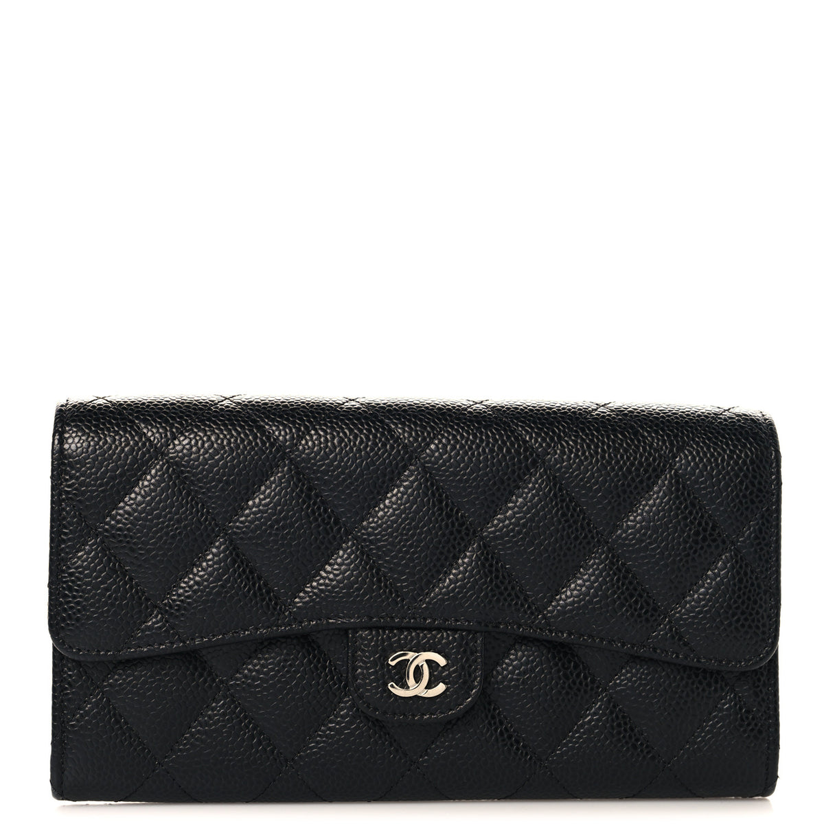 Chanel Caviar Quilted Large Gusset Flap Wallet Black 1 of 9