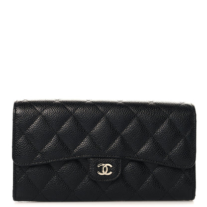 Chanel Caviar Quilted Large Gusset Flap Wallet Black 1 of 9