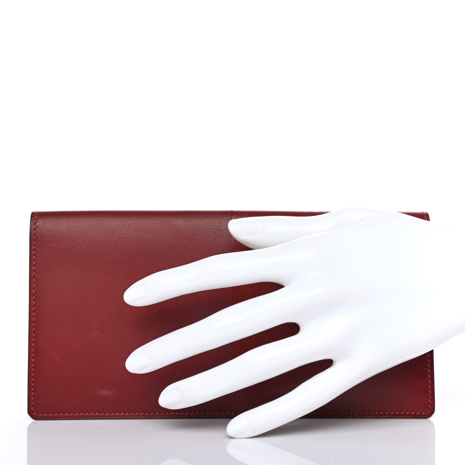 Hermes Veau Sombrero Tadelakt Manhattan Wallet Rouge H 2 of 8