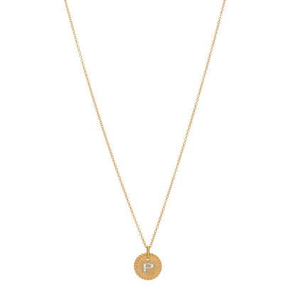 David Yurman 18K Yellow Gold Diamond Initial P Charm Necklace 1 of 3