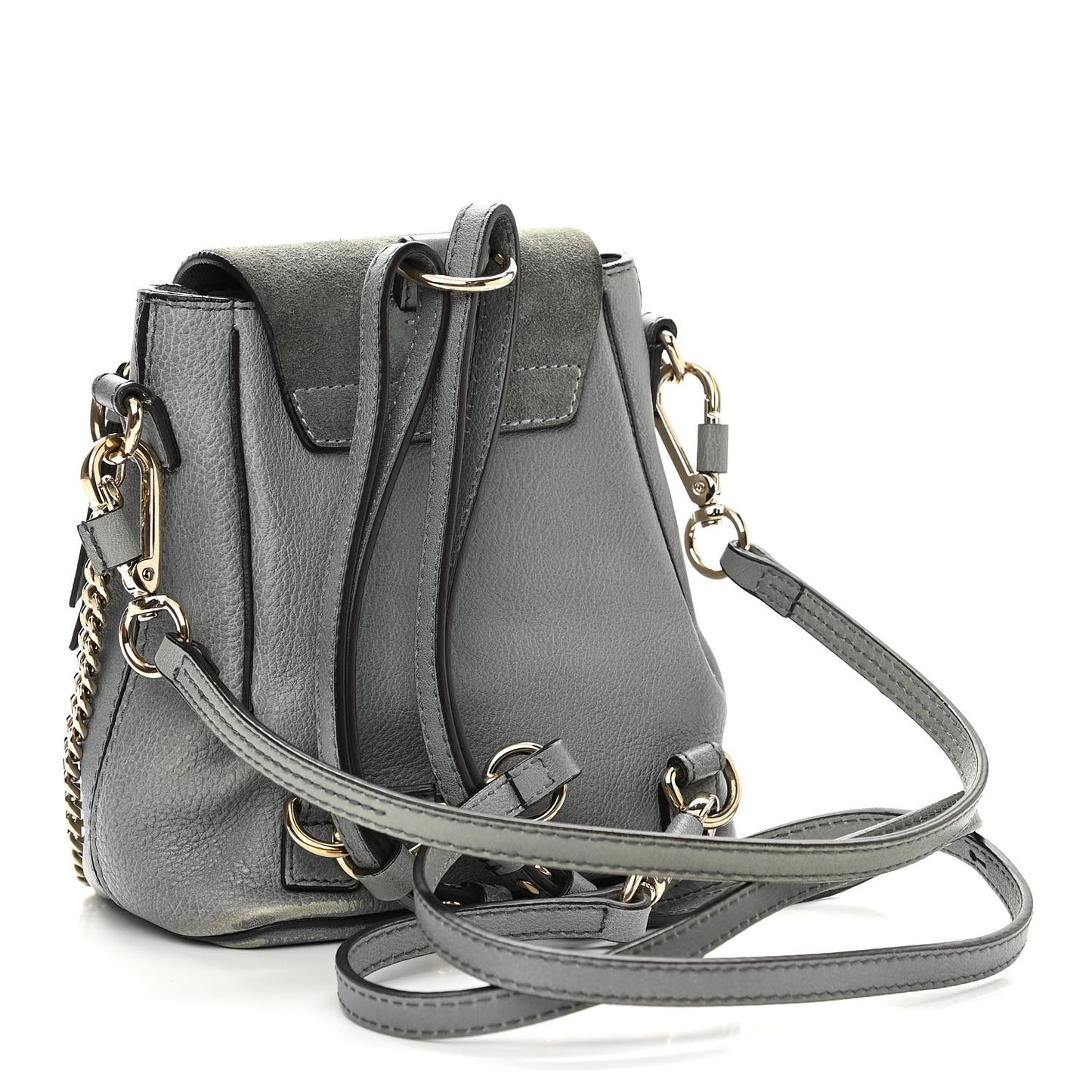 Suede Calfskin Small Faye Backpack Washed Blue