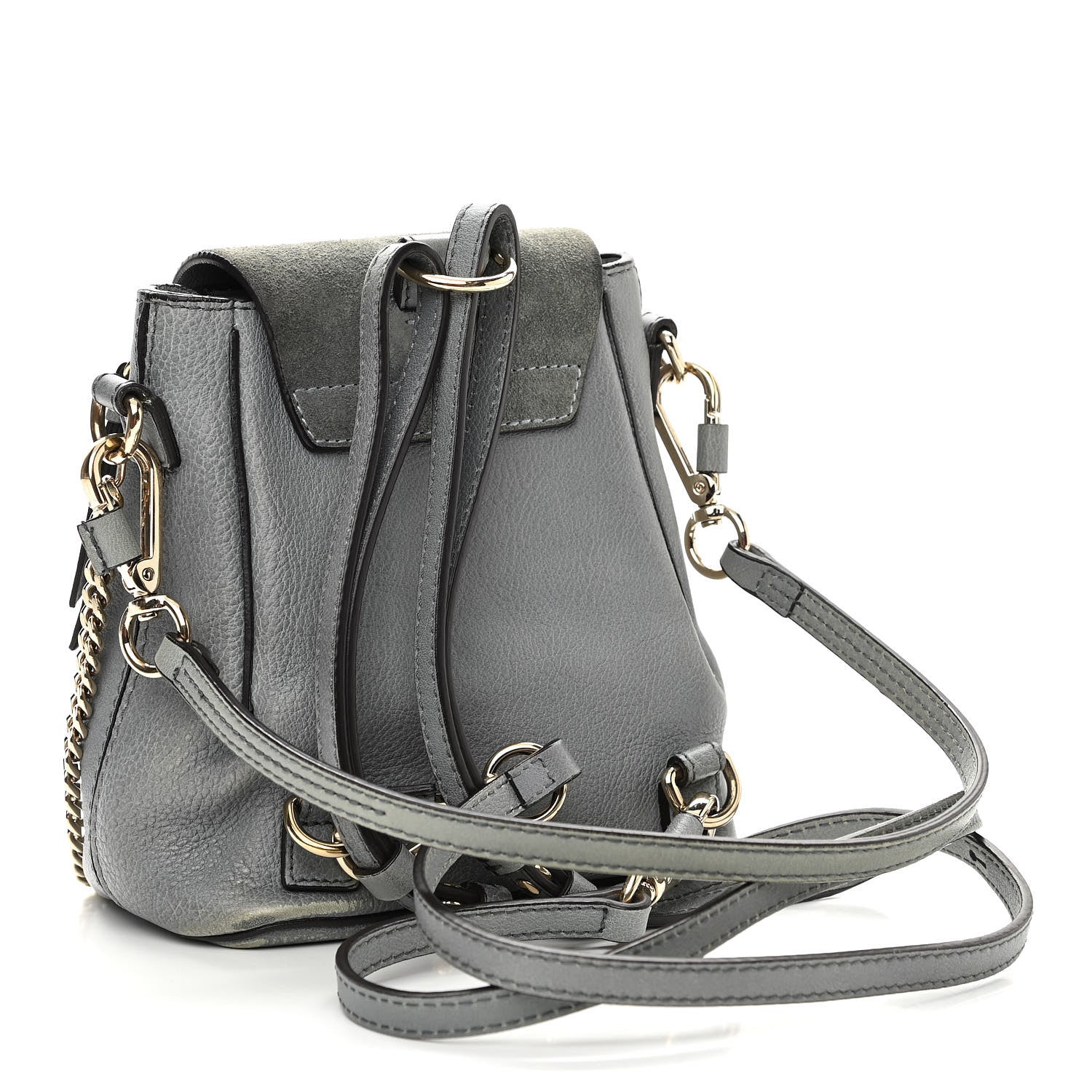 Chloe Suede Calfskin Small Faye Backpack Washed Blue 3 of 19
