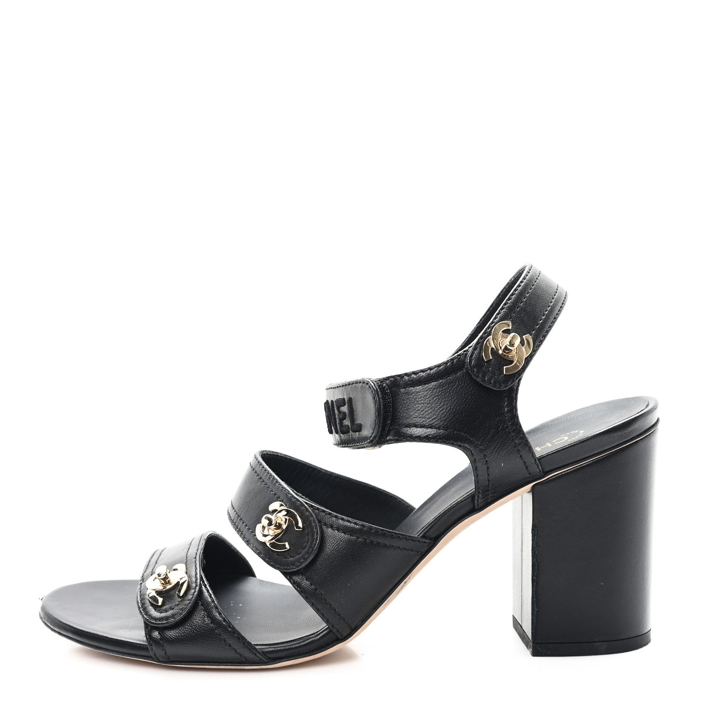Lambskin CC Turnlock Sandals 41 Black