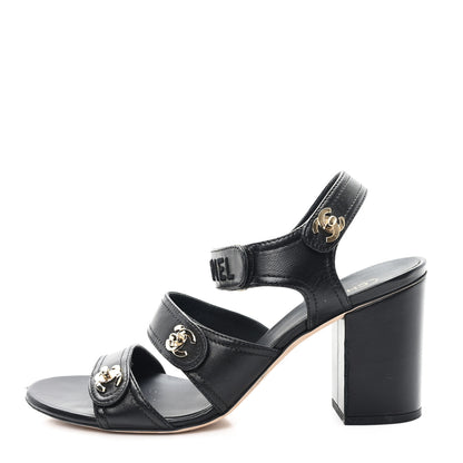 Chanel Lambskin CC Turnlock Sandals 41 Black 1 of 10