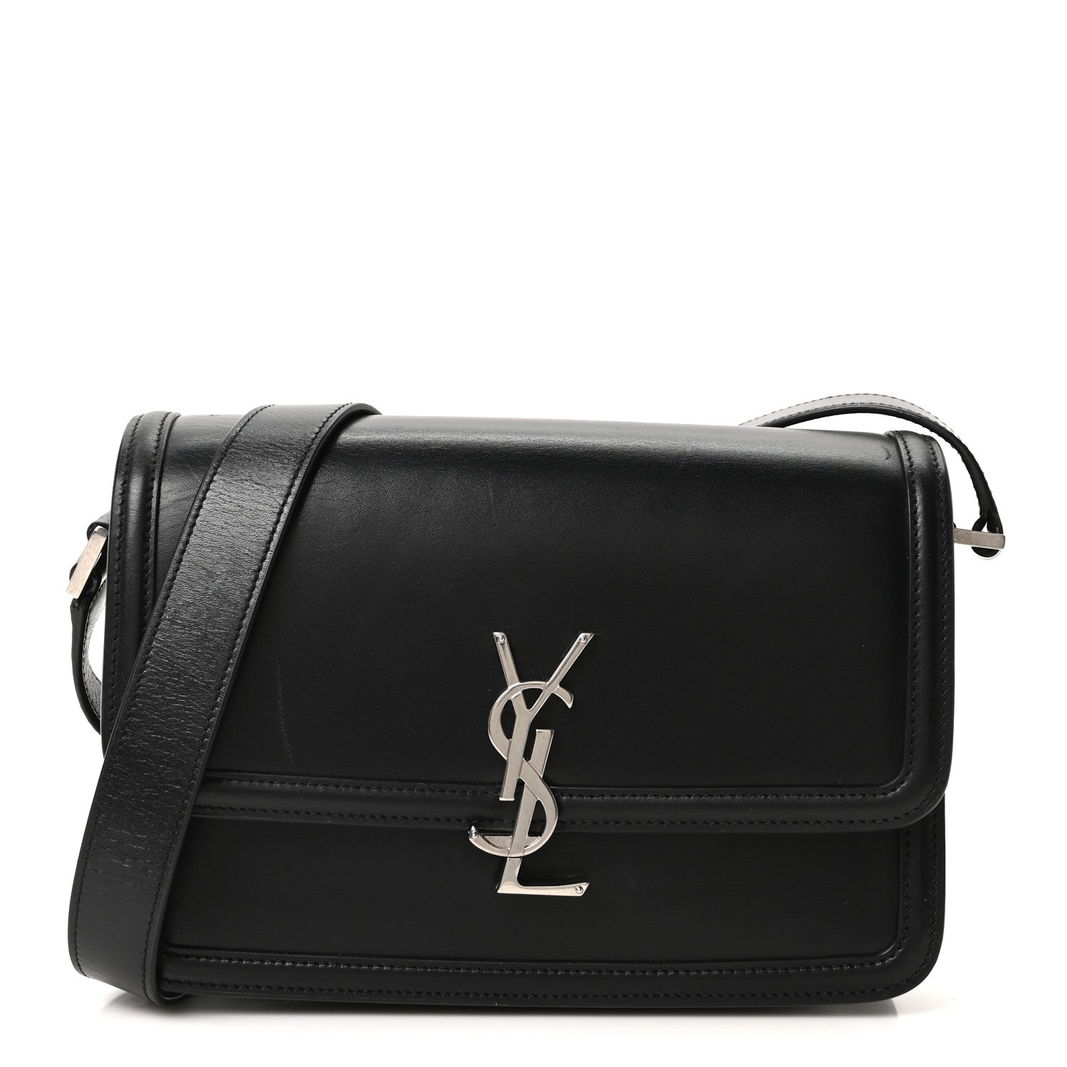 Saint Laurent Box Calfskin Monogram Medium Solferino Satchel Black 1 of 10