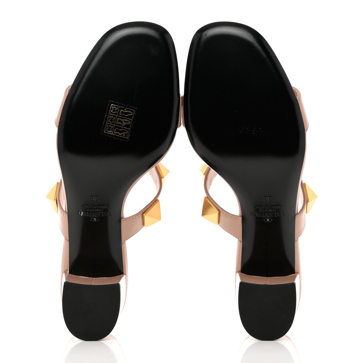 Calfskin Roman Stud 60mm Slide Sandals 38 Rose Cannelle