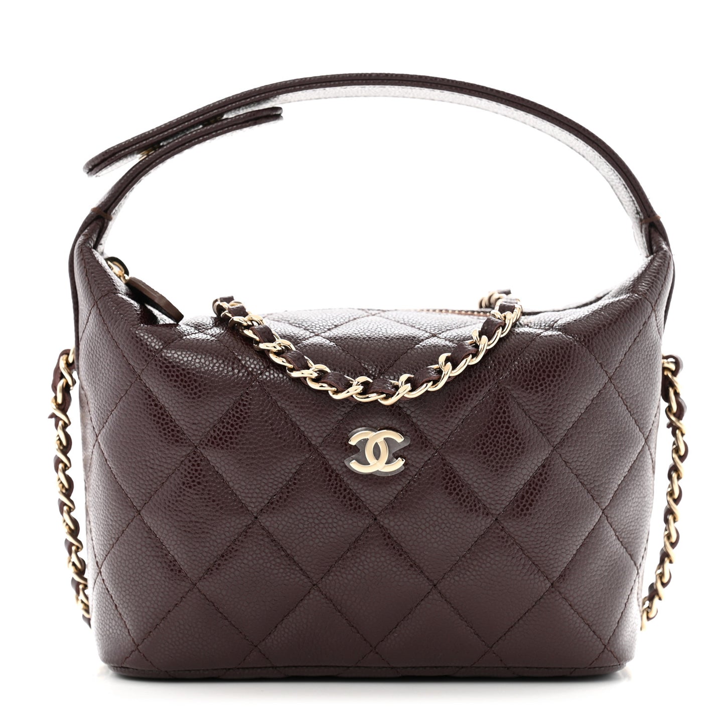 Caviar Quilted Hobo Burgundy