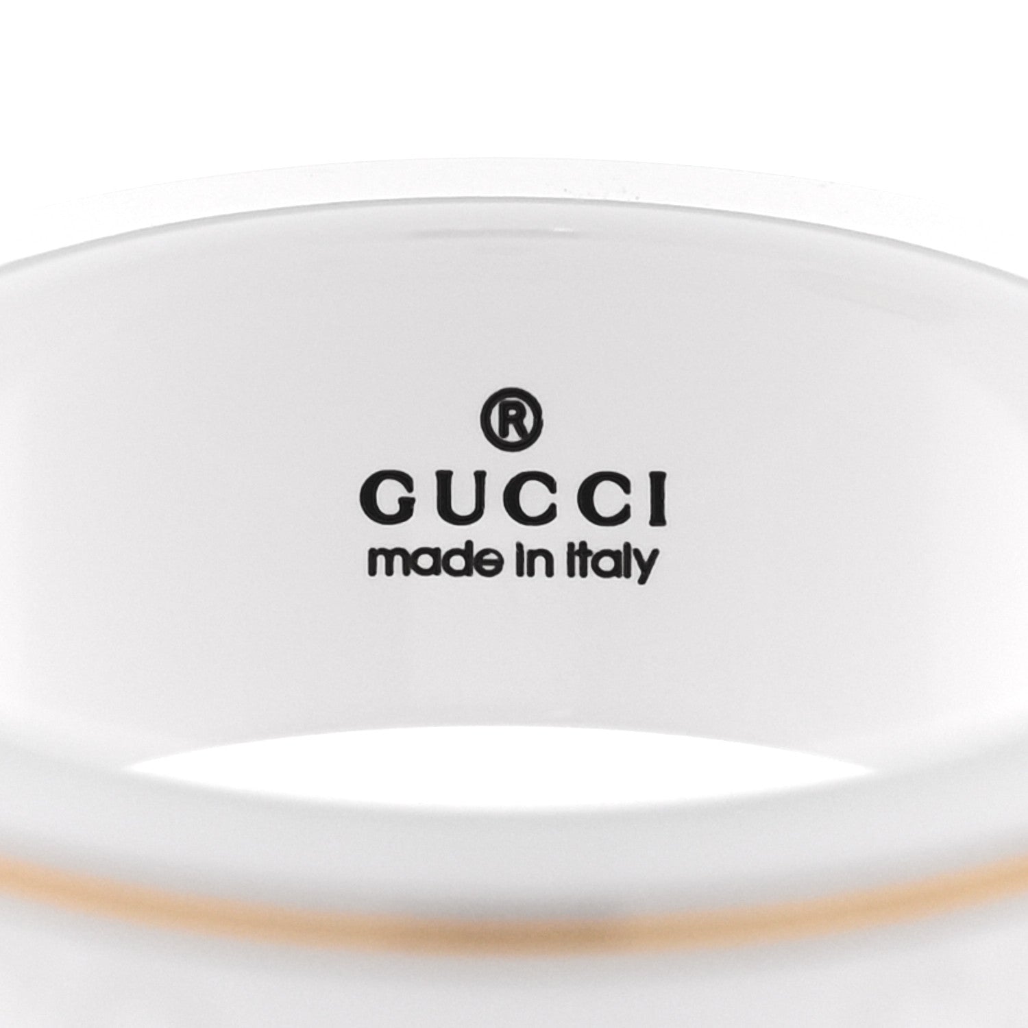 Gucci 18K Yellow Gold Zirconia 7mm Icon Band Ring 53 6.5 White 4 of 7