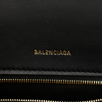 Balenciaga Shiny Calfskin Crocodile Embossed Small Hourglass Top Handle Bag Black 6 of 9