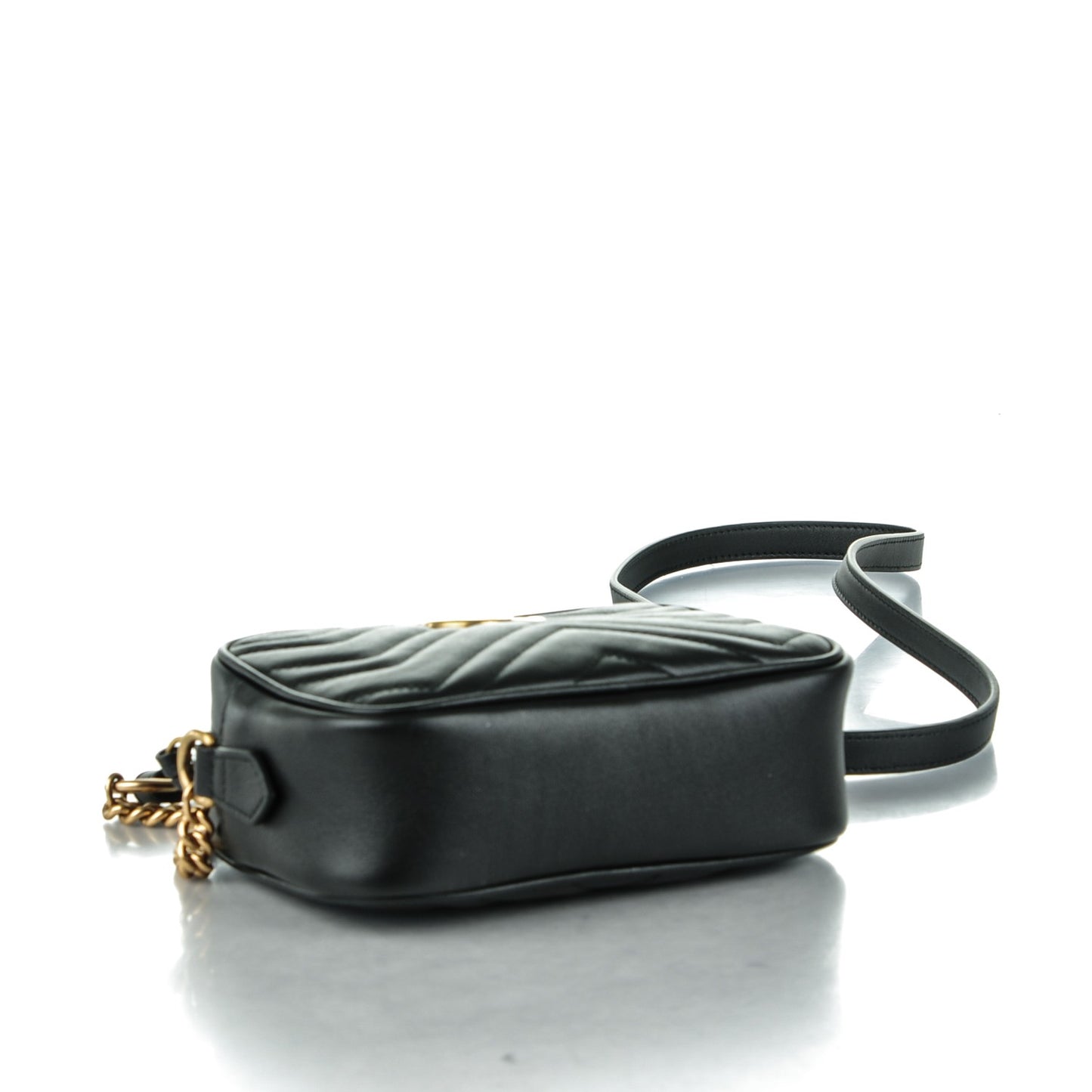 Calfskin Matelasse Mini GG Marmont Chain Shoulder Bag Black