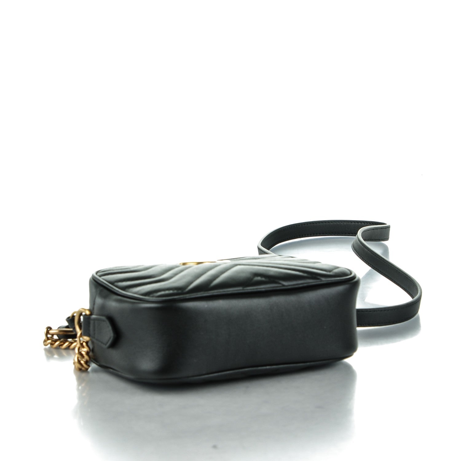 Gucci Calfskin Matelasse Mini GG Marmont Chain Shoulder Bag Black 4 of 7