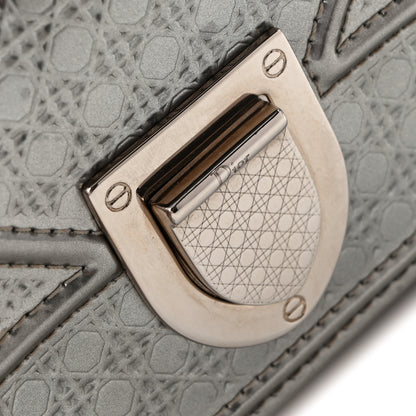 Christian Dior Metallic Patent Micro-Cannage Diorama Elancee Wallet Onyx Silver 10 of 11