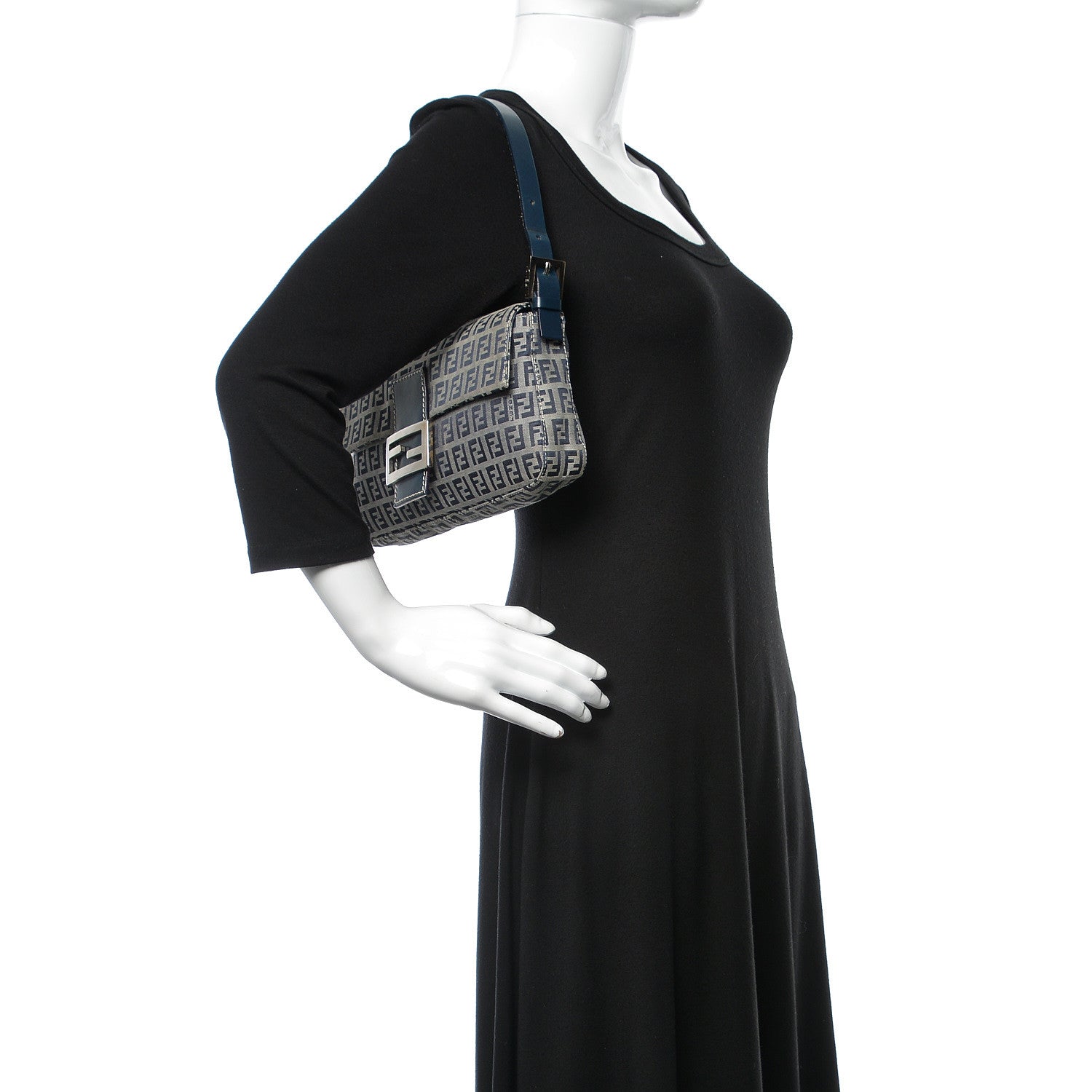 Fendi Zucchino Mini Mama Baguette Navy 2 of 10