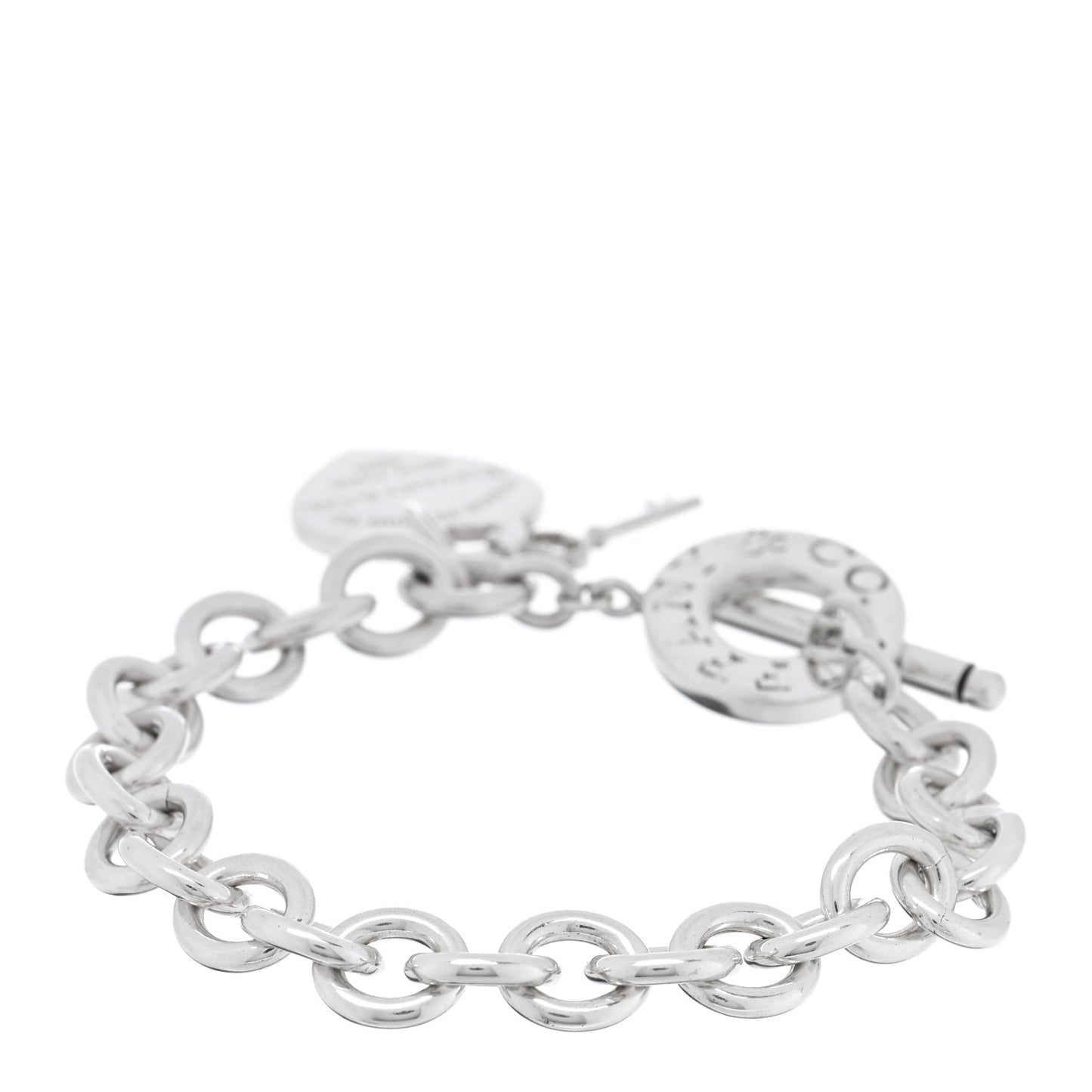 Sterling Silver Return to Tiffany Heart Tag Key Charm Bracelet