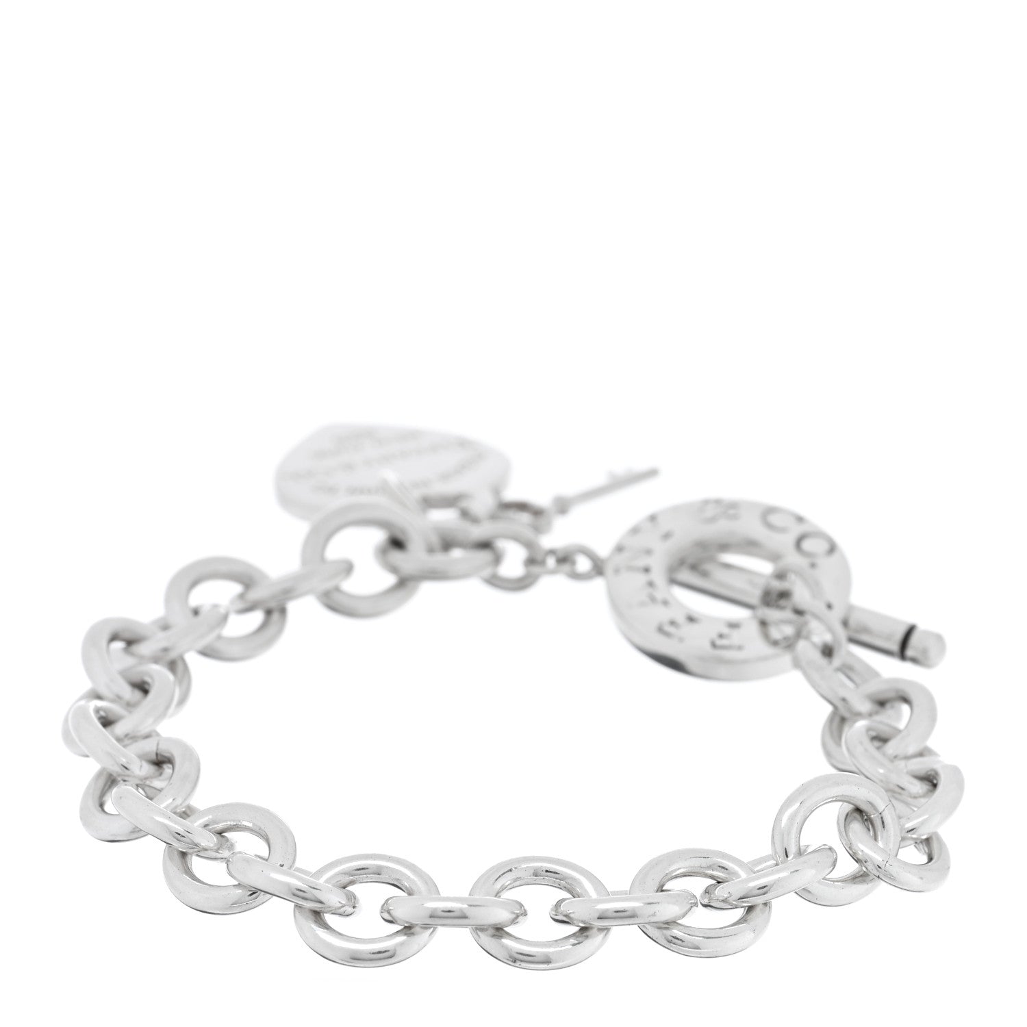 Tiffany Sterling Silver Return to Tiffany Heart Tag Key Charm Bracelet 2 of 4