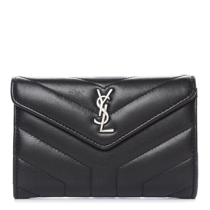 Saint Laurent Lambskin Y Quilted Monogram Small Loulou Envelope Wallet Black 1 of 14