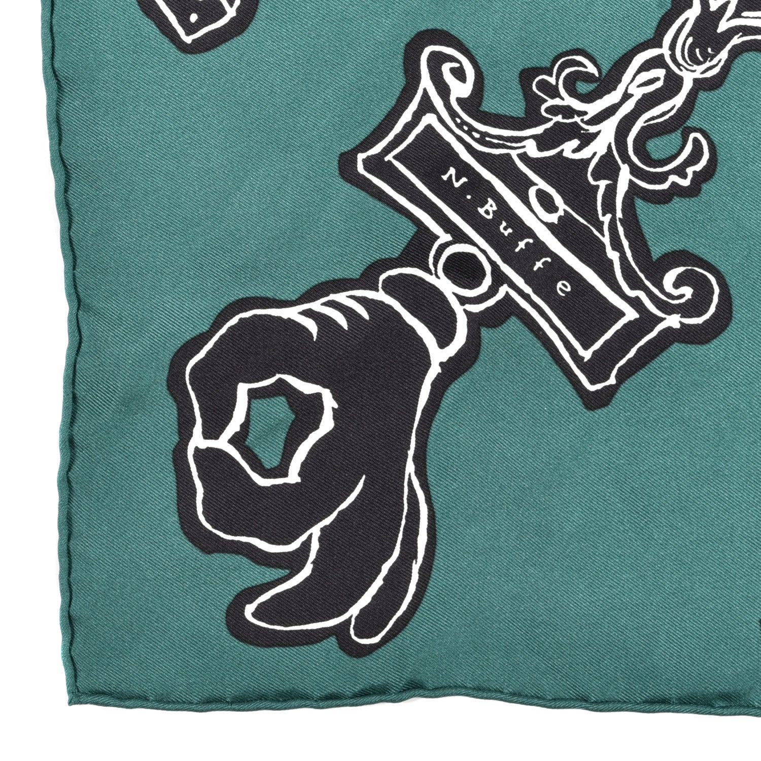 Hermes Silk Serio Ludere Scarf 90 Vert Black White 2 of 4