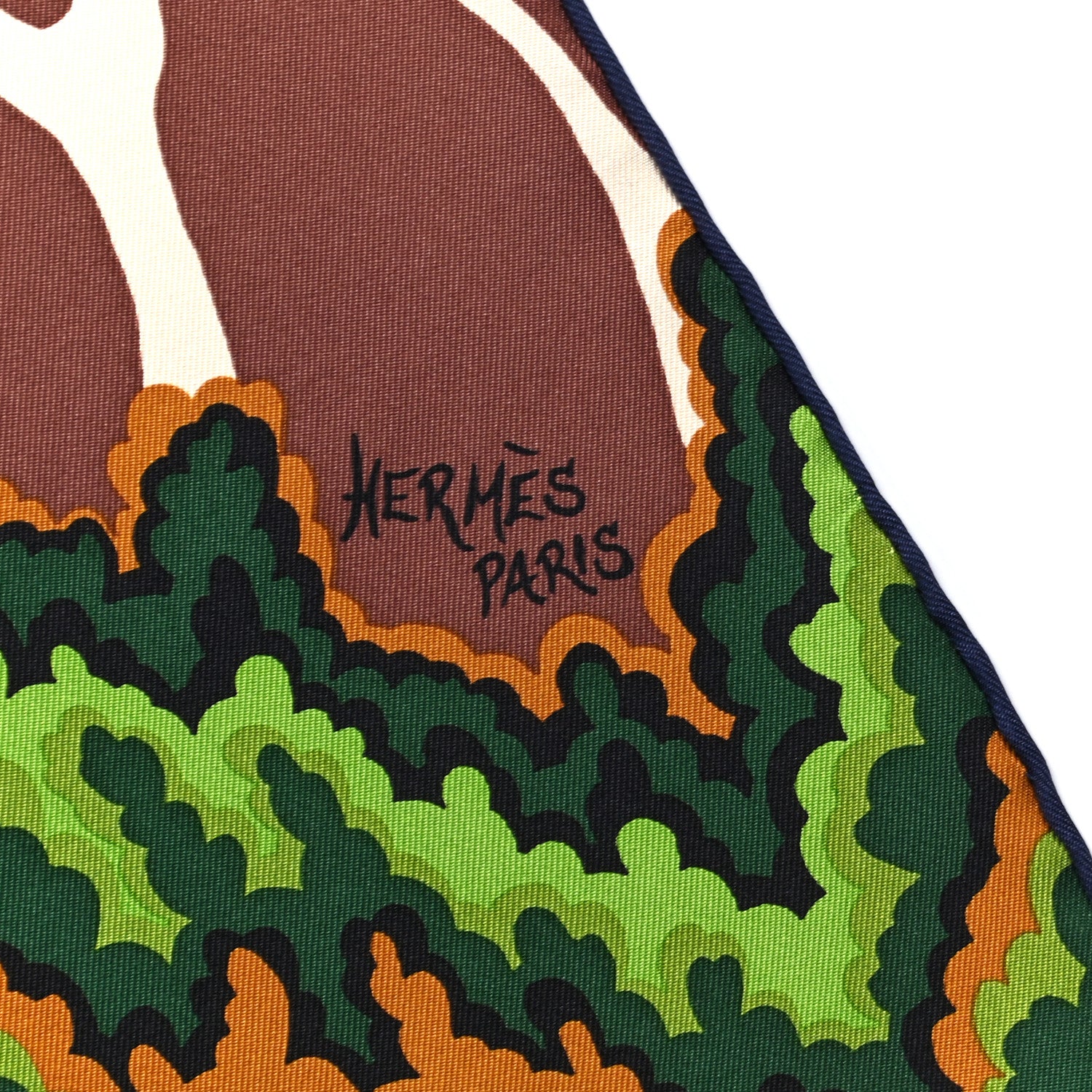 Hermes Silk The Three Graces Scarf 90 Bleu Vif Marron Vert 4 of 6