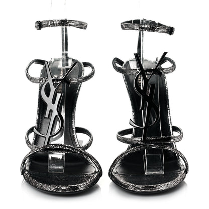 Saint Laurent Metallic Calfskin Cassandra 110 Ankle Strap Sandals 39.5 Argento 3 of 10
