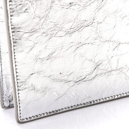 Saint Laurent Metallic Crackled Calfskin Kate Monogram Tassel Chain Wallet Argento 5 of 7