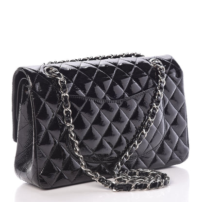 Chanel Distressed Patent Quilted Medium Double Flap Black 3 of 10