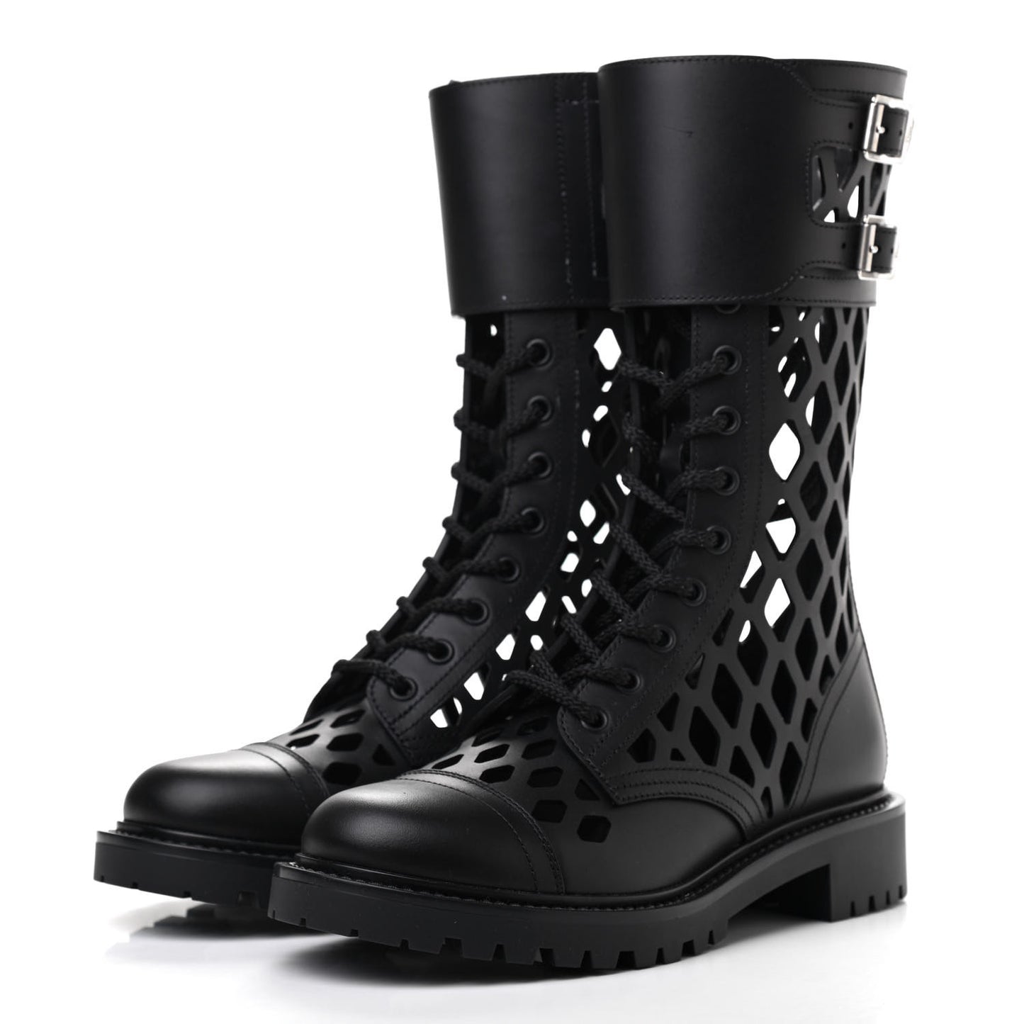 Matte Calfskin Womens D-Trap 30mm Tall Boots 35.5 Black