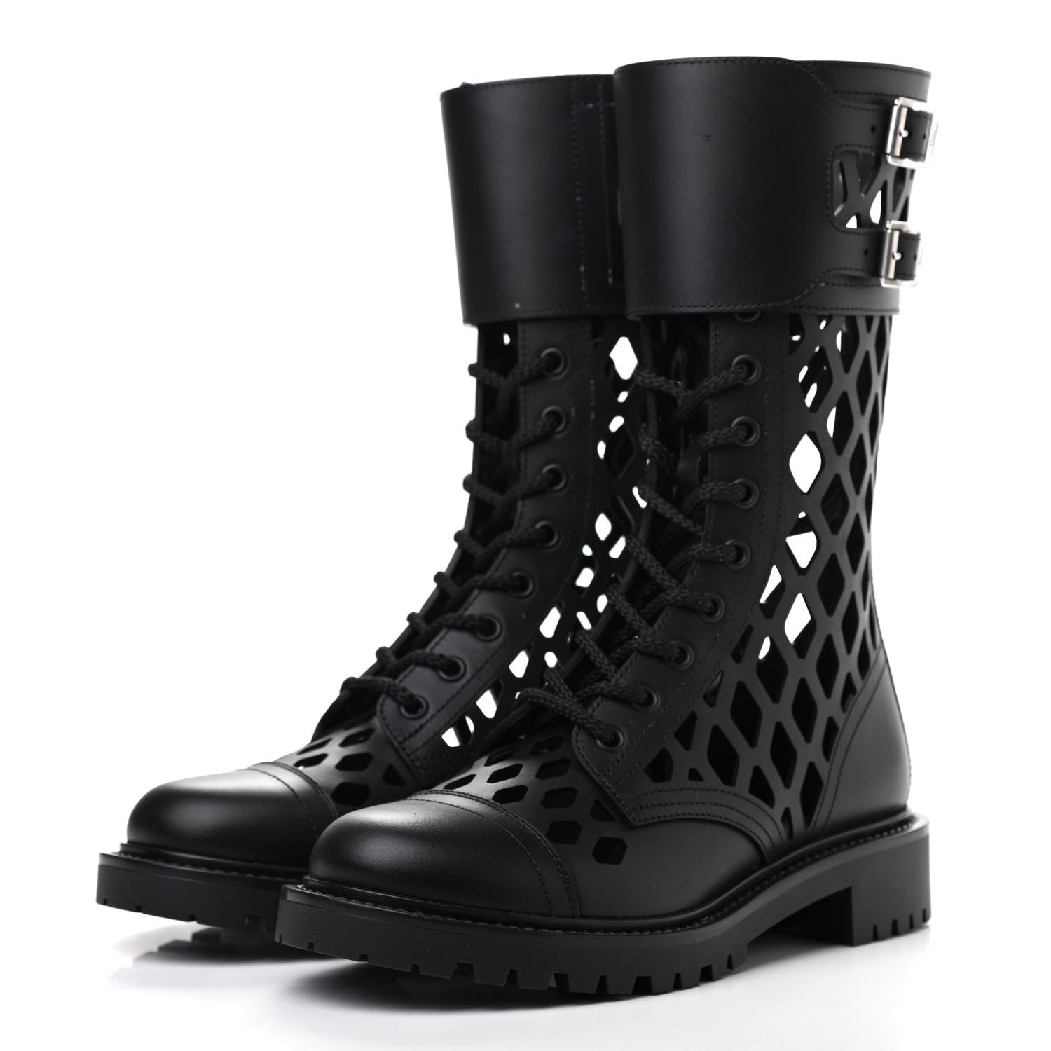 Christian Dior Matte Calfskin Womens D-Trap 30mm Tall Boots 35.5 Black 3 of 7