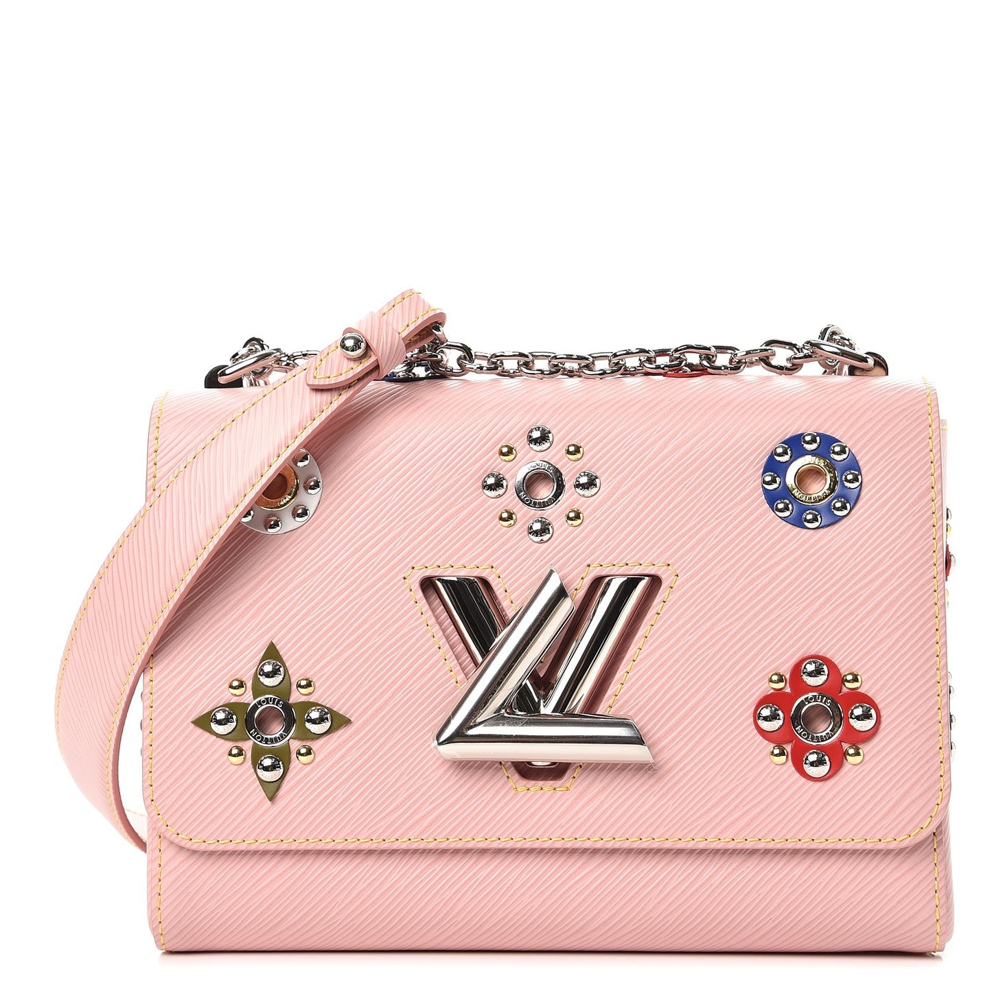 Epi Mechanical Flowers Twist Shoulder Bag MM Rose Ballerine