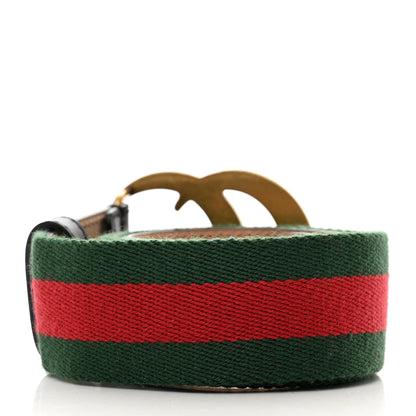 Gucci Nylon Calfskin Double G Web 40mm Belt 85 34 Green Red Black 2 of 6
