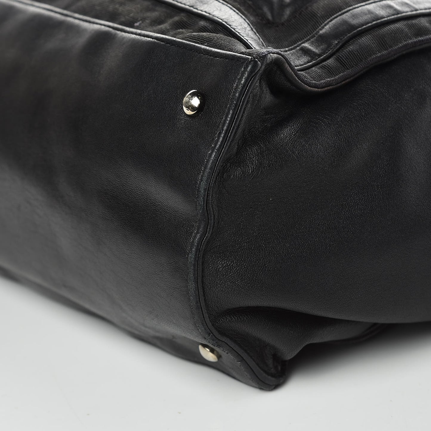 Lambskin Quilted Lido Shopping Tote Black