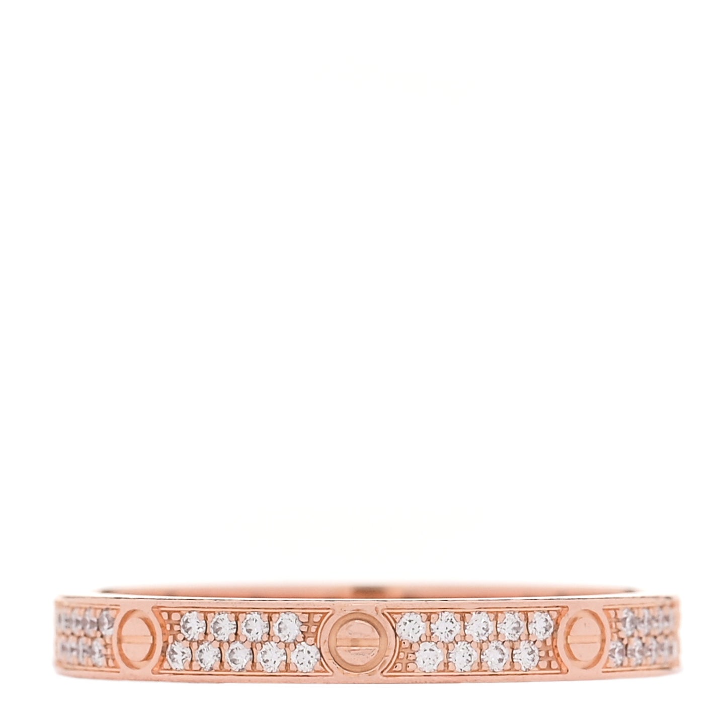 18K Pink Gold Diamond 2.6mm LOVE Paved Band Ring 54 6.75