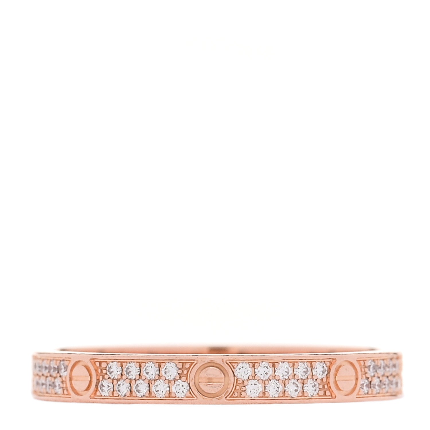 Cartier 18K Pink Gold Diamond 2.6mm LOVE Paved Band Ring 54 6.75 1 of 7