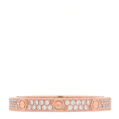 Cartier 18K Pink Gold Diamond 2.6mm LOVE Paved Band Ring 54 6.75 1 of 7