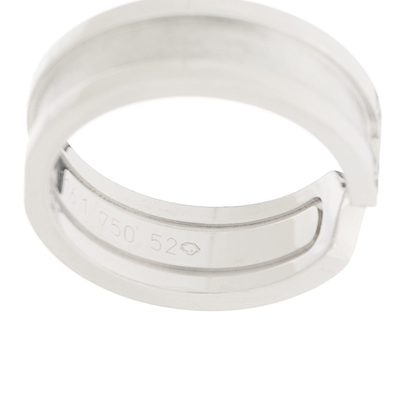 Cartier 18K White Gold Diamond 6.5mm Logo De Cartier Ring 52 6 4 of 8