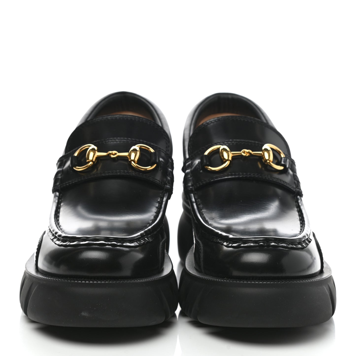 Magnum Calfskin Nappa Samoa Womens Horsebit Platform Chunky Lug Sole 40mm Loafers 39.5 Black