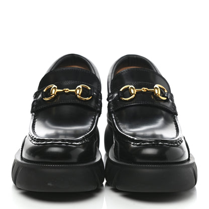 Gucci Magnum Calfskin Nappa Samoa Womens Horsebit Platform Chunky Lug Sole 40mm Loafers 39.5 Black 2 of 9