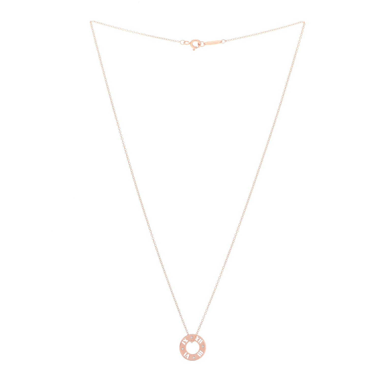 Tiffany 18K Rose Gold Diamond Atlas Pierced Pendant Necklace 3 of 7
