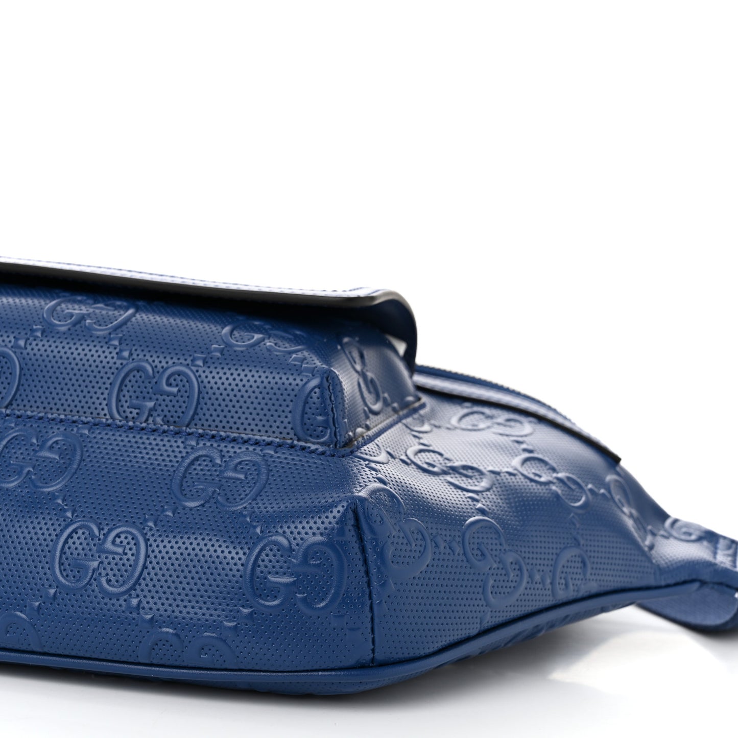 Calfskin GG Tennis Embossed Pocket Belt Bag 90 Intense Metal Blue