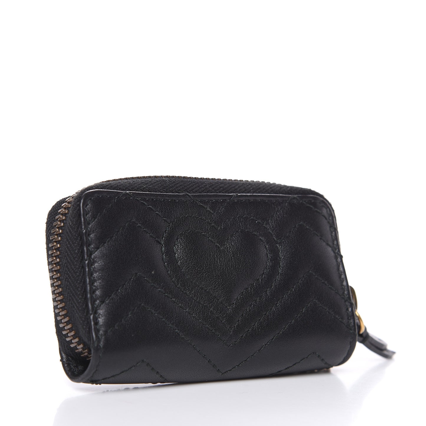 Calfskin Matelasse GG Marmont Zip Around Key Case Black