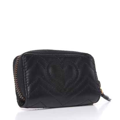 Gucci Calfskin Matelasse GG Marmont Zip Around Key Case Black 3 of 6
