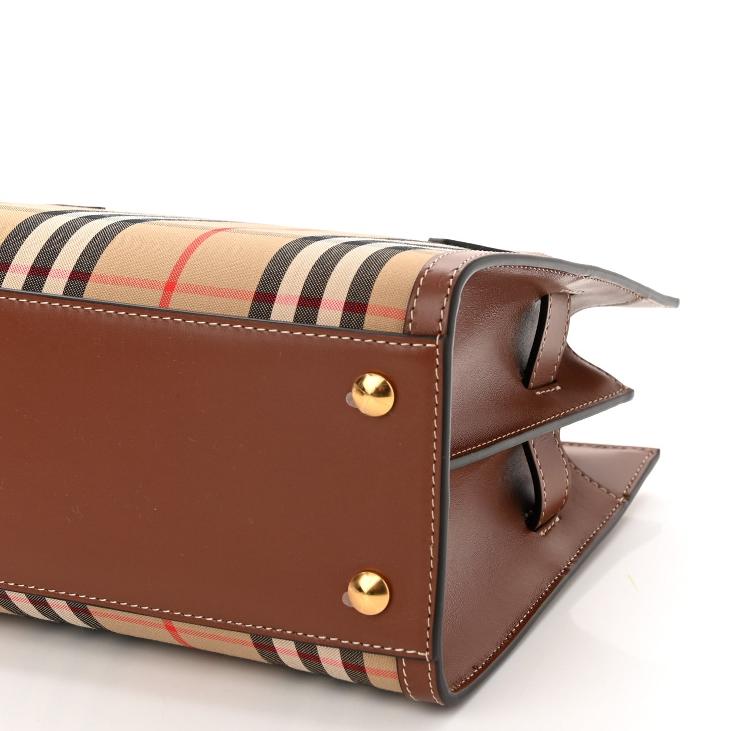 Calfskin Vintage Check Mini Two Handle Title Bag Archive Beige