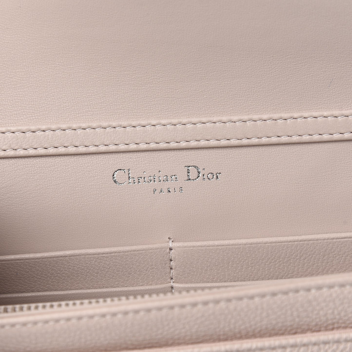 Grained Calfskin Diorama Wallet on Chain Pouch Rose Poudre