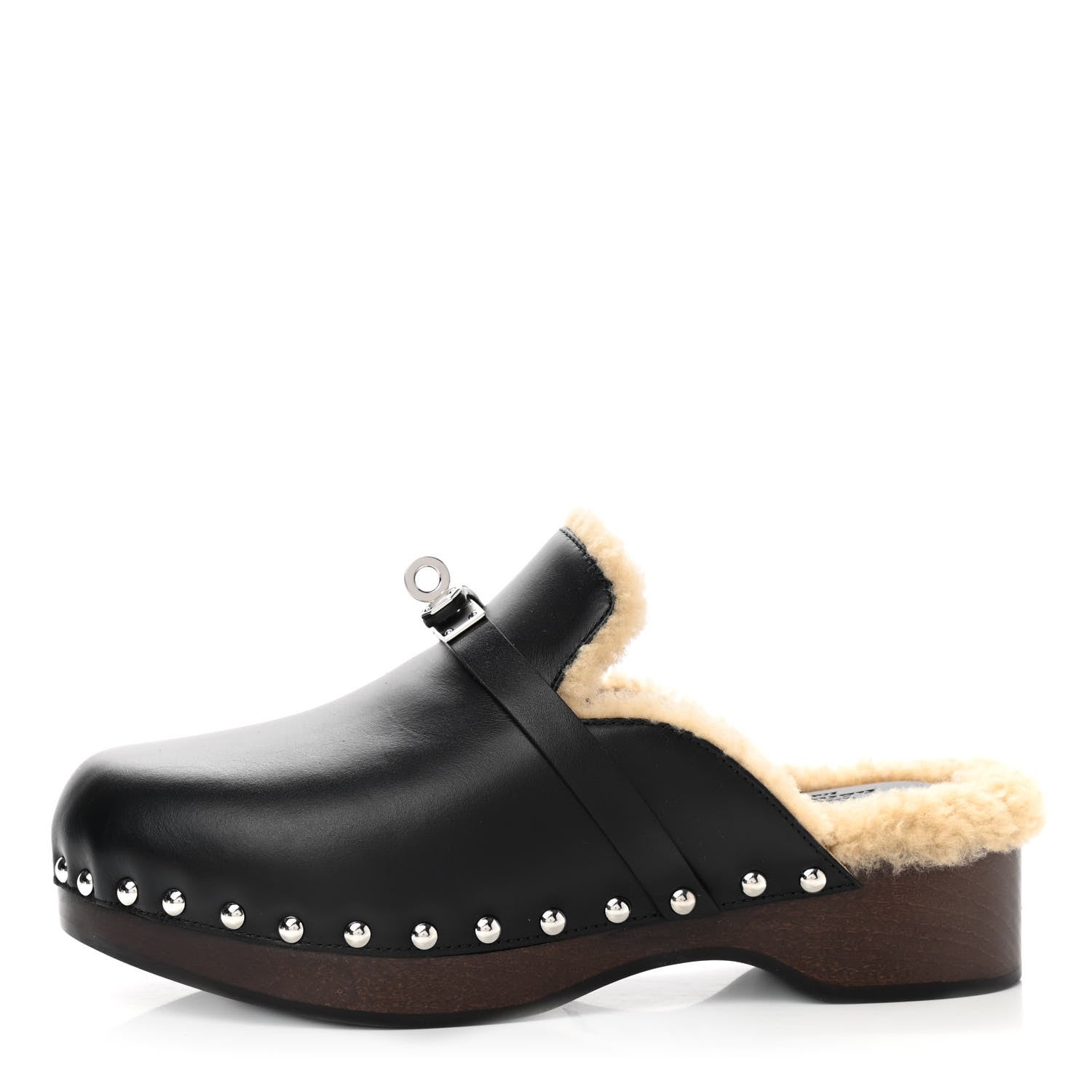 Hermes Calfskin Woolskin Carlotta Mules 36 Black 1 of 9